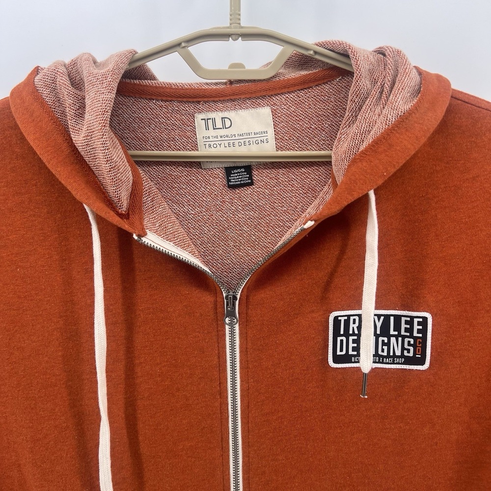 Troy Lee Design Hoodie Mens L Orange Zip Up Motocross MX Mountain Biking Patch‎ - Picture 2 of 11